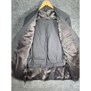 Lauren Ralph Lauren 2 Piece Suit Men's 52L Pants 46x 30 Charcoal Windowpane Wool